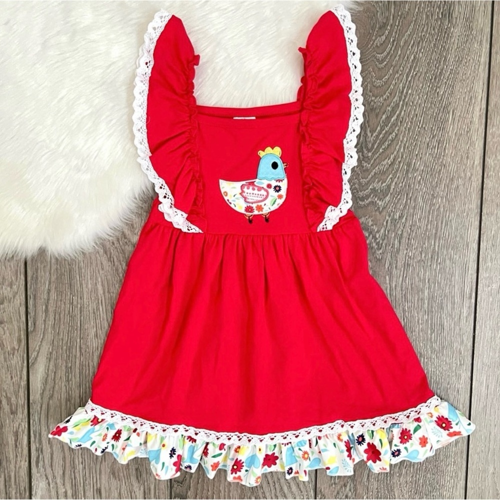 New Boutique Girls Dress. Chicken on the Farm